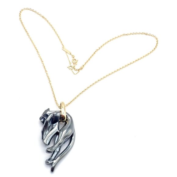 Authentic Panthere de Cartier Panther 18k Yellow Gold & Silverium Necklace Paper - Picture 3 of 15